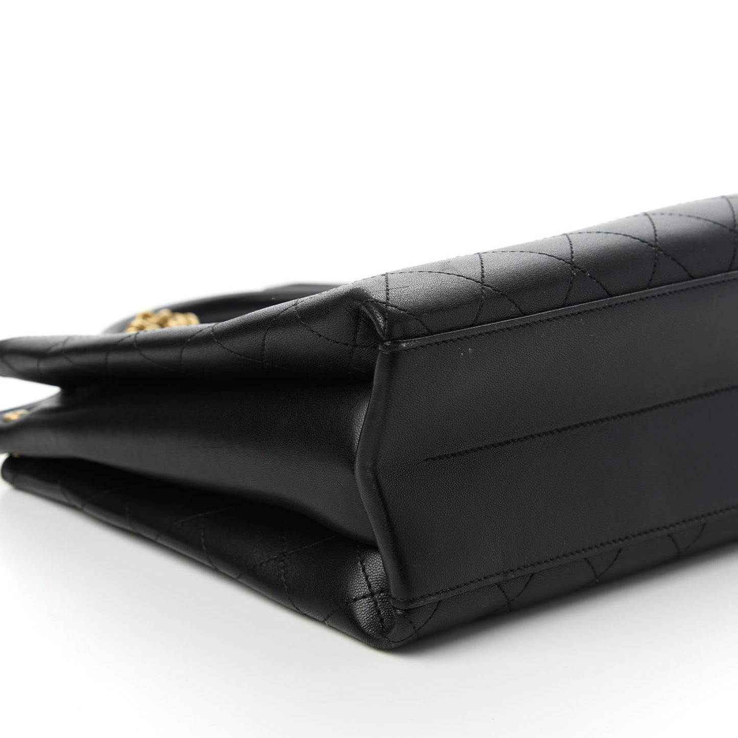 Lambskin Stitched Large Coco Lux Shopping Tote Black