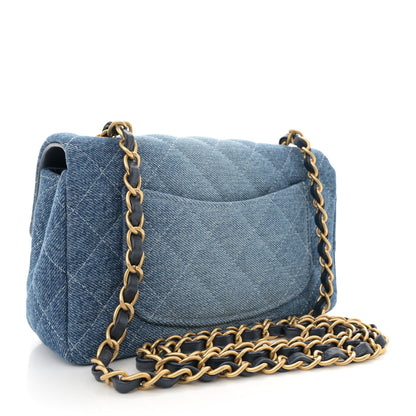 Chanel Washed Denim Quilted Mini Rectangular Flap Blue 3 of 12
