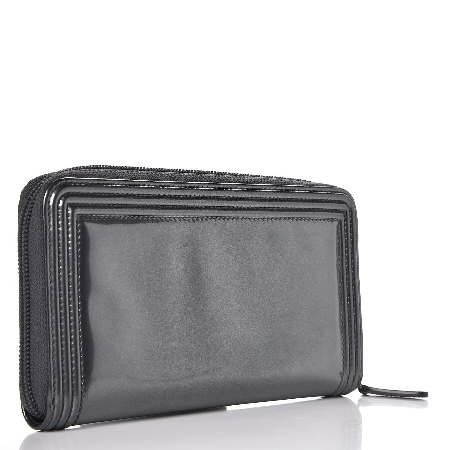 Chanel Glazed Calfskin Boy Zip Around Wallet Grey 3 of 10