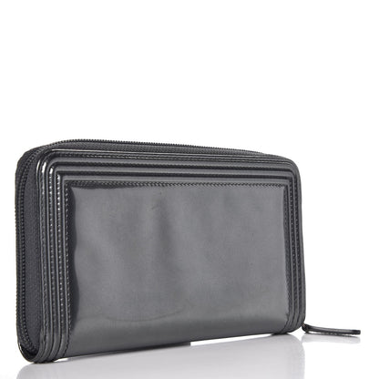 Chanel Glazed Calfskin Boy Zip Around Wallet Grey 3 of 10