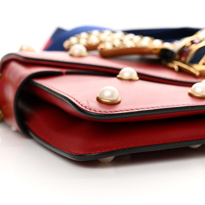 Gucci Nappa Pearl Studded Mini Queen Margaret Broadway Shoulder Bag Hibiscus Red 9 of 12