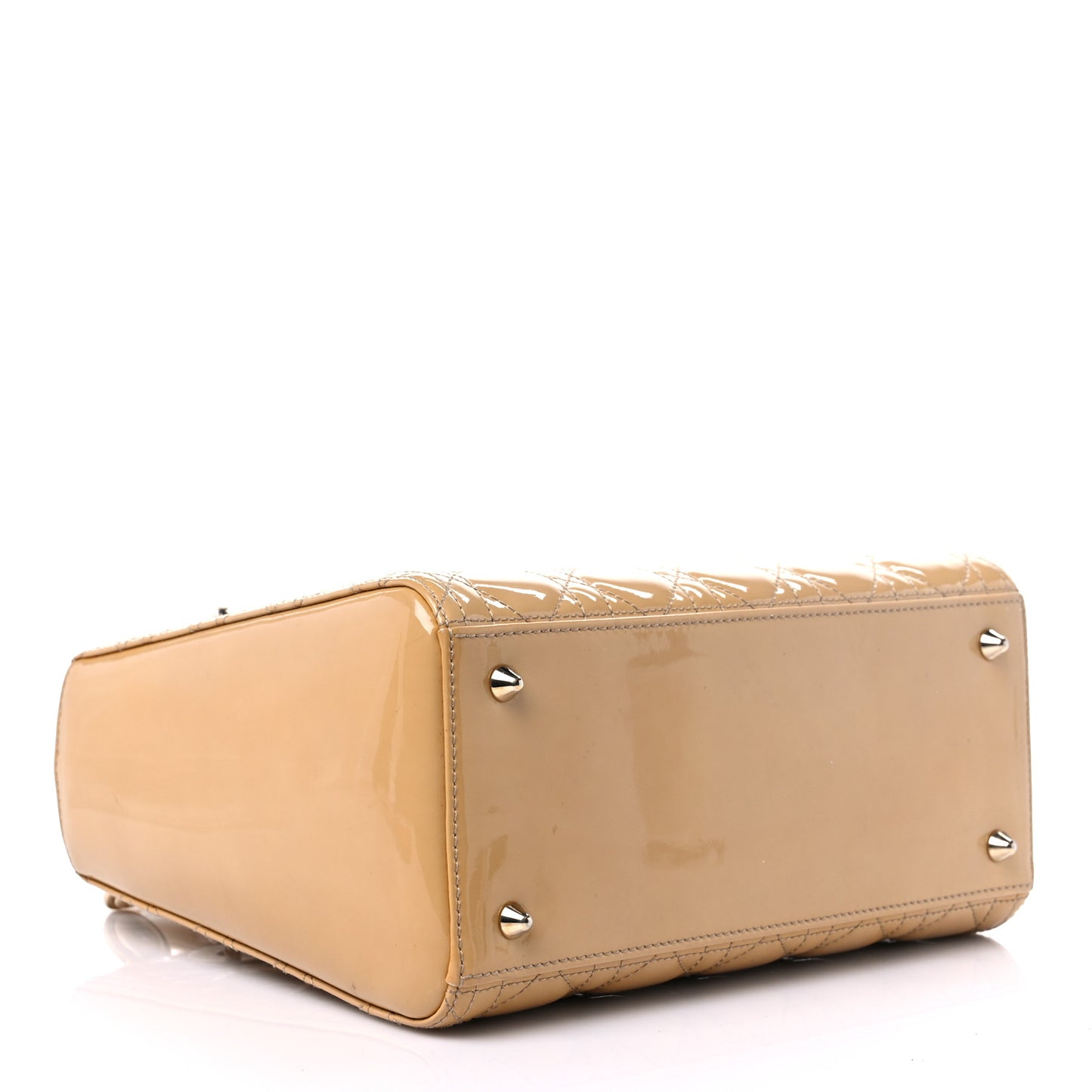 Patent Cannage Medium Lady Dior Beige