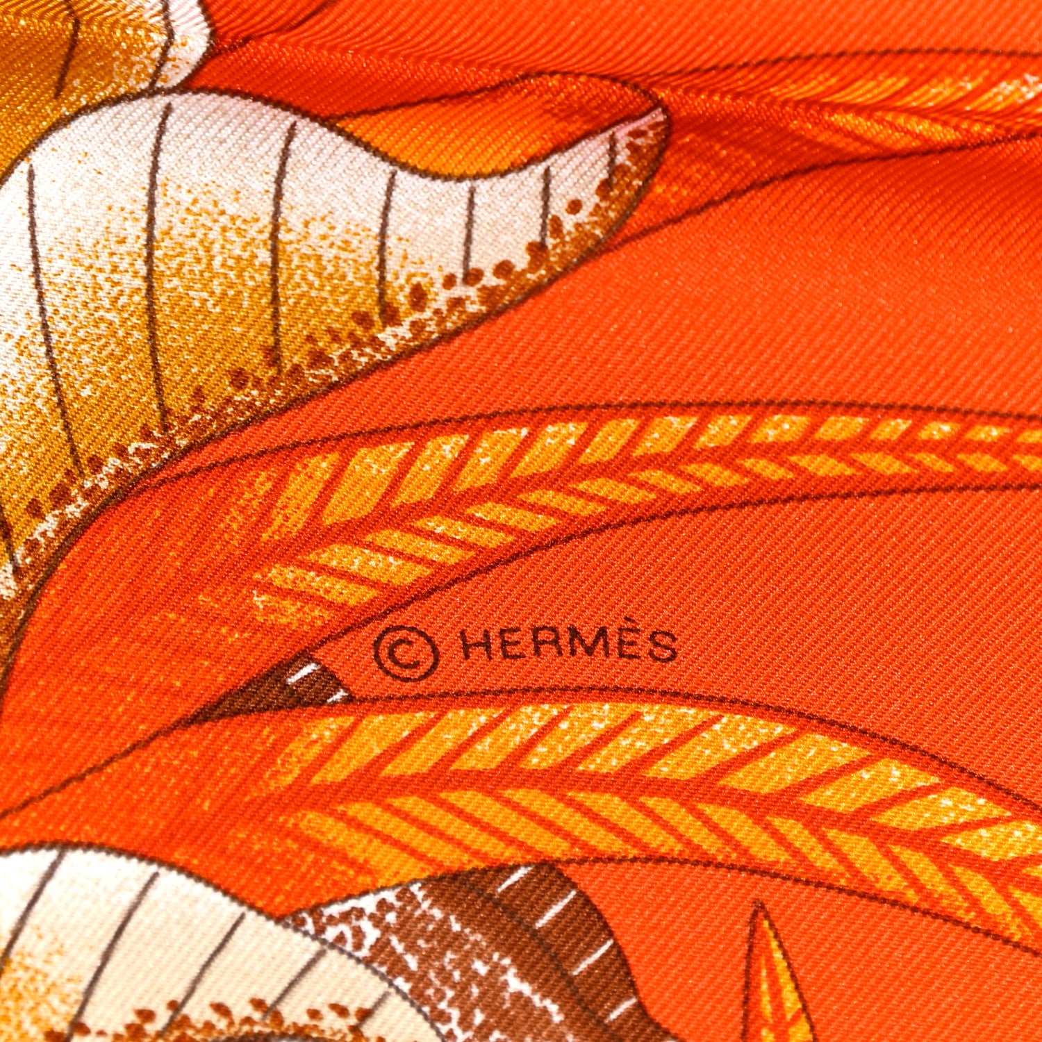 Hermes Silk La Marche Du Zambeze Scarf 90 Orange Brun Caramel 4 of 5