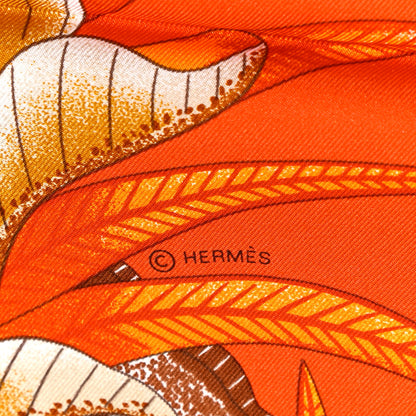 Hermes Silk La Marche Du Zambeze Scarf 90 Orange Brun Caramel 4 of 5
