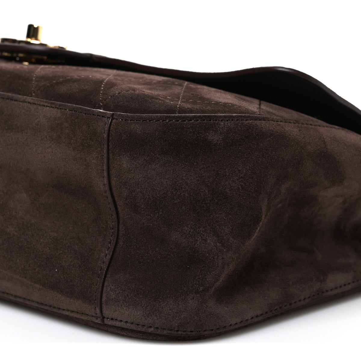 Suede Calfskin Small Souplissimo Maxi Flap Dark Brown