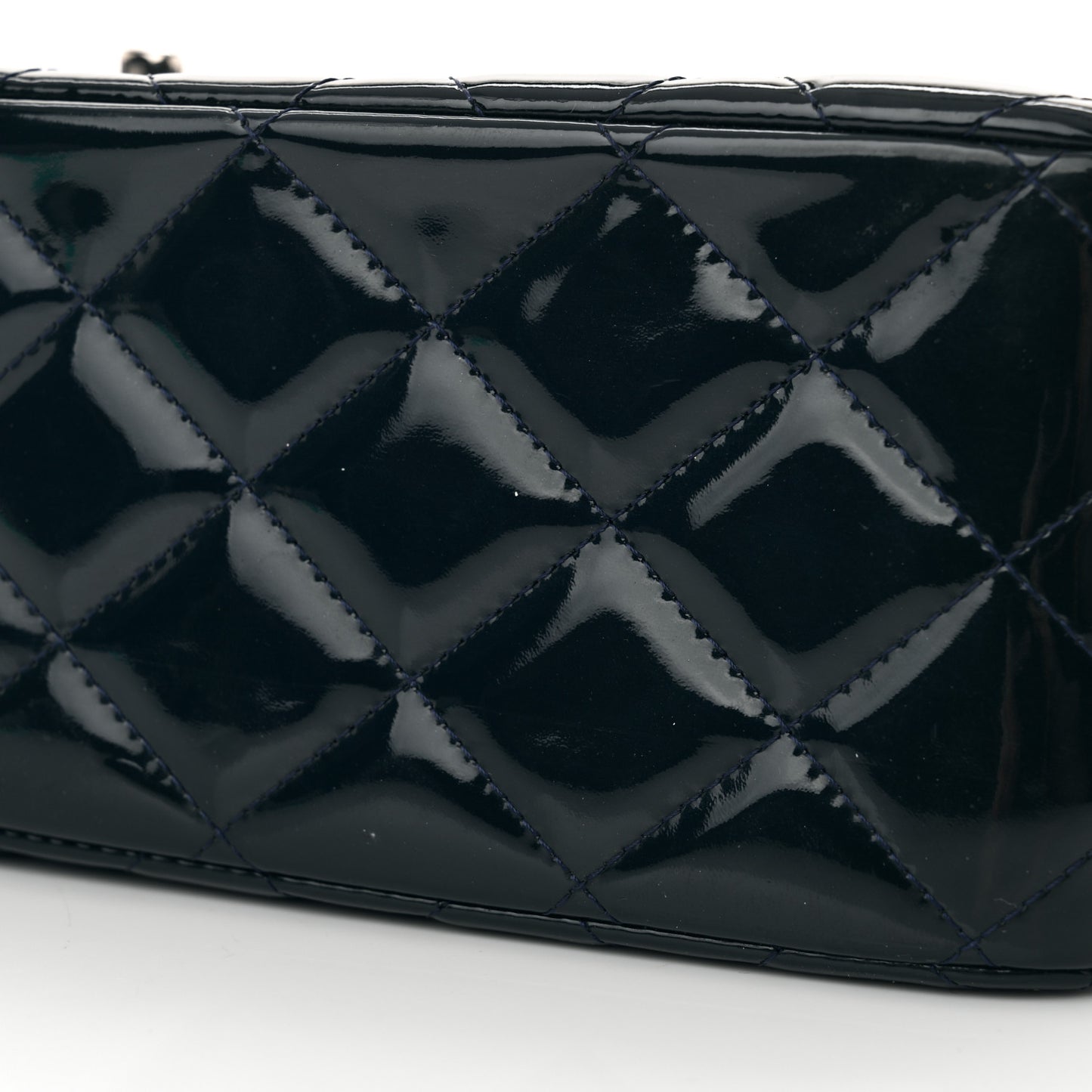 Patent Quilted Jumbo Double Flap Navy Blue