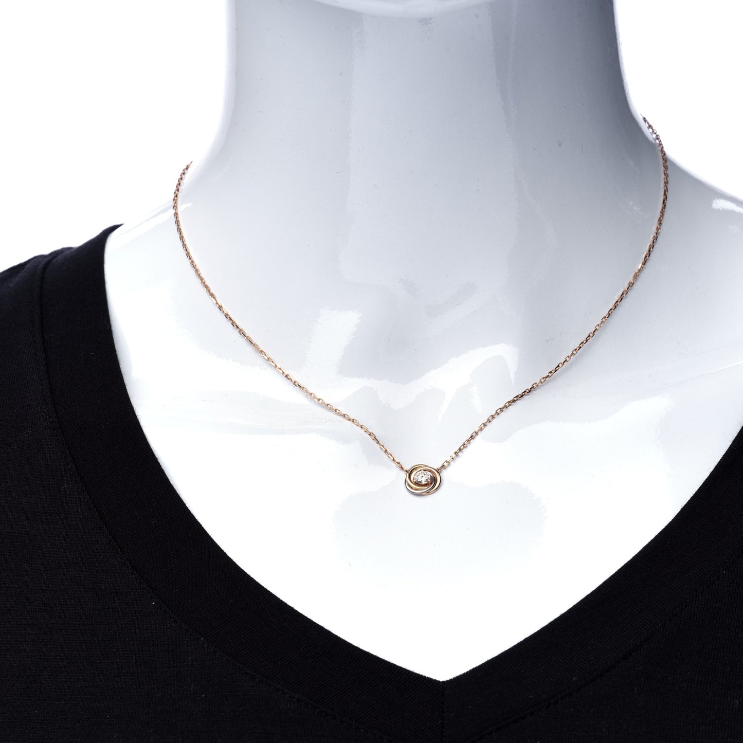 18K Pink White Yellow Gold Diamond Trinity De Cartier Pendant Necklace