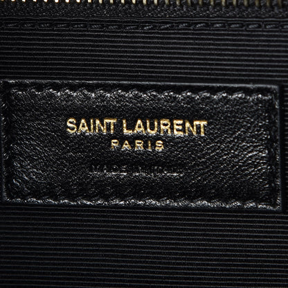 Saint Laurent Grain De Poudre Matelasse Chevron Large Monogram Satchel Black 6 of 7