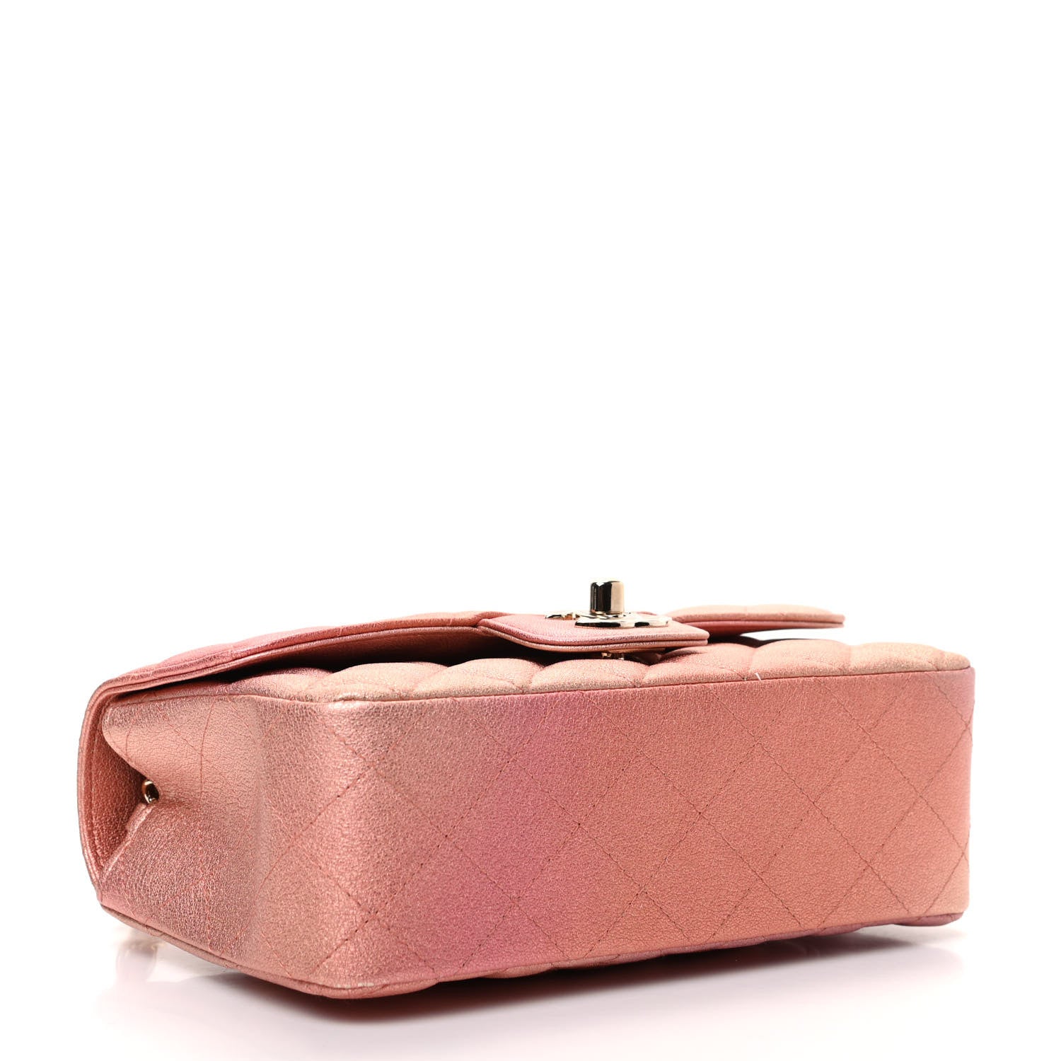 Chanel Metallic Lambskin Quilted Ombre Mini Rectangular Flap Pink 4 of 10