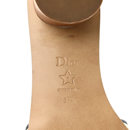 Christian Dior Straw Embroidered Dway 40mm Slide Sandals 37.5 Natural Black 8 of 9