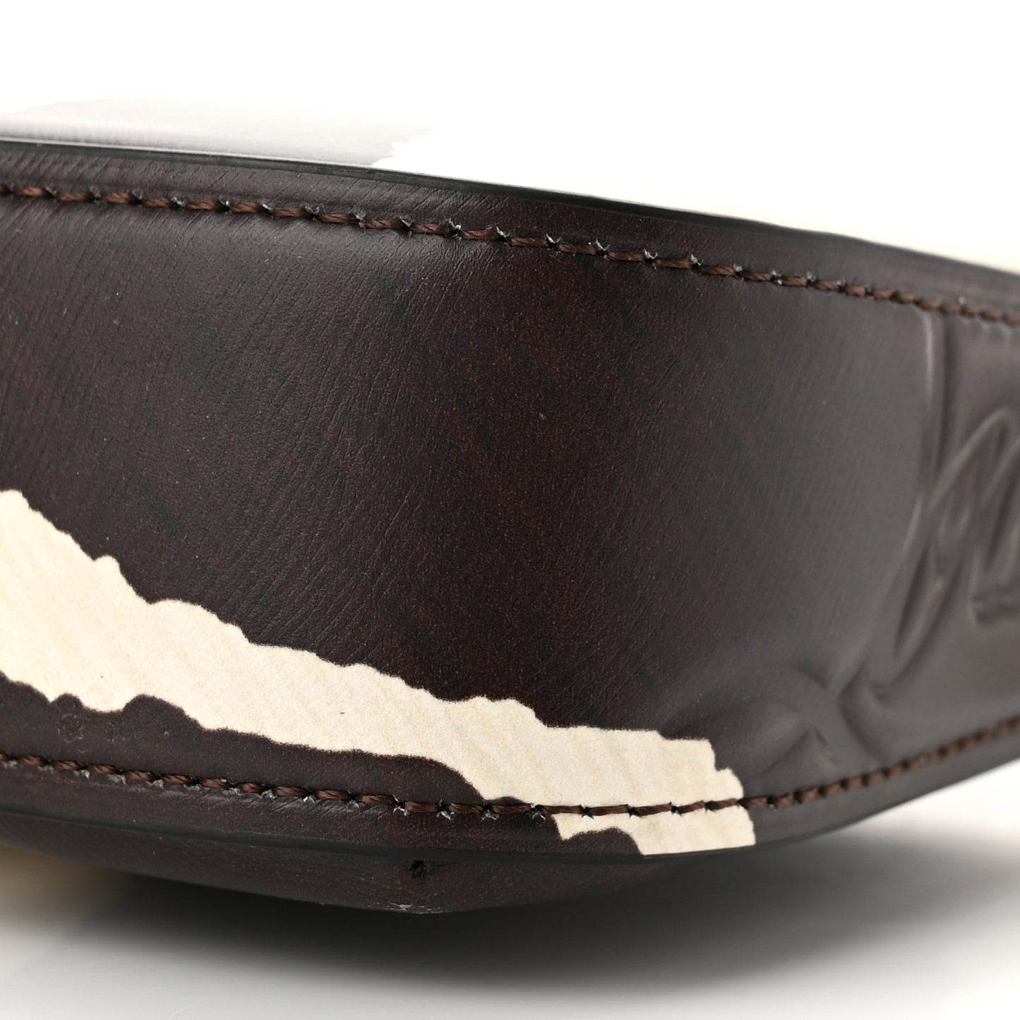 Calfskin Zebra Print Loubila Chain Clutch Dark Brown