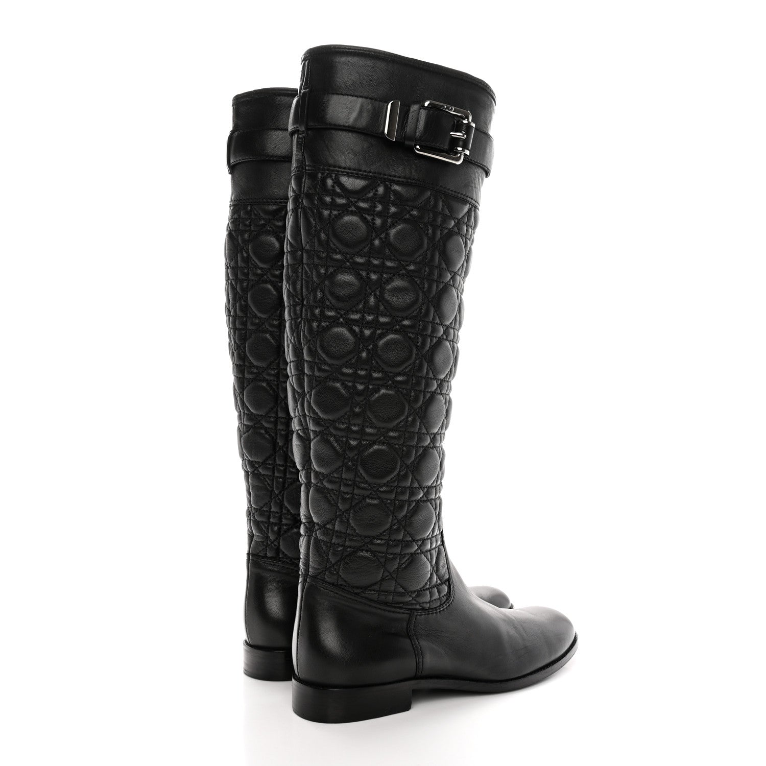 Christian Dior Calfskin Cannage Tall Riding Boots 38.5 Black 4 of 16