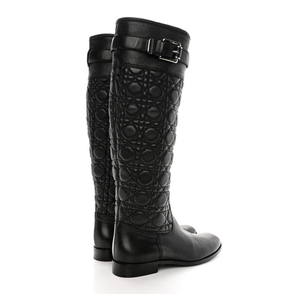 Christian Dior Calfskin Cannage Tall Riding Boots 38.5 Black 4 of 16