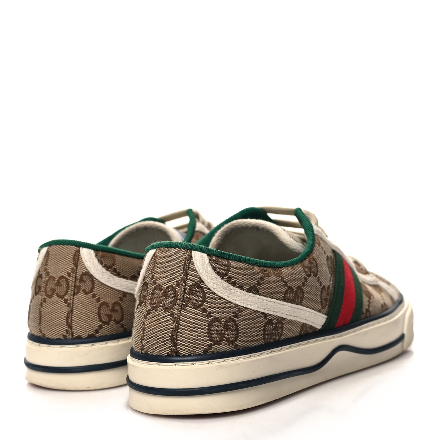 GG Monogram Web Womens 1977 Tennis Sneakers 38 Beige Ebony Mystic White