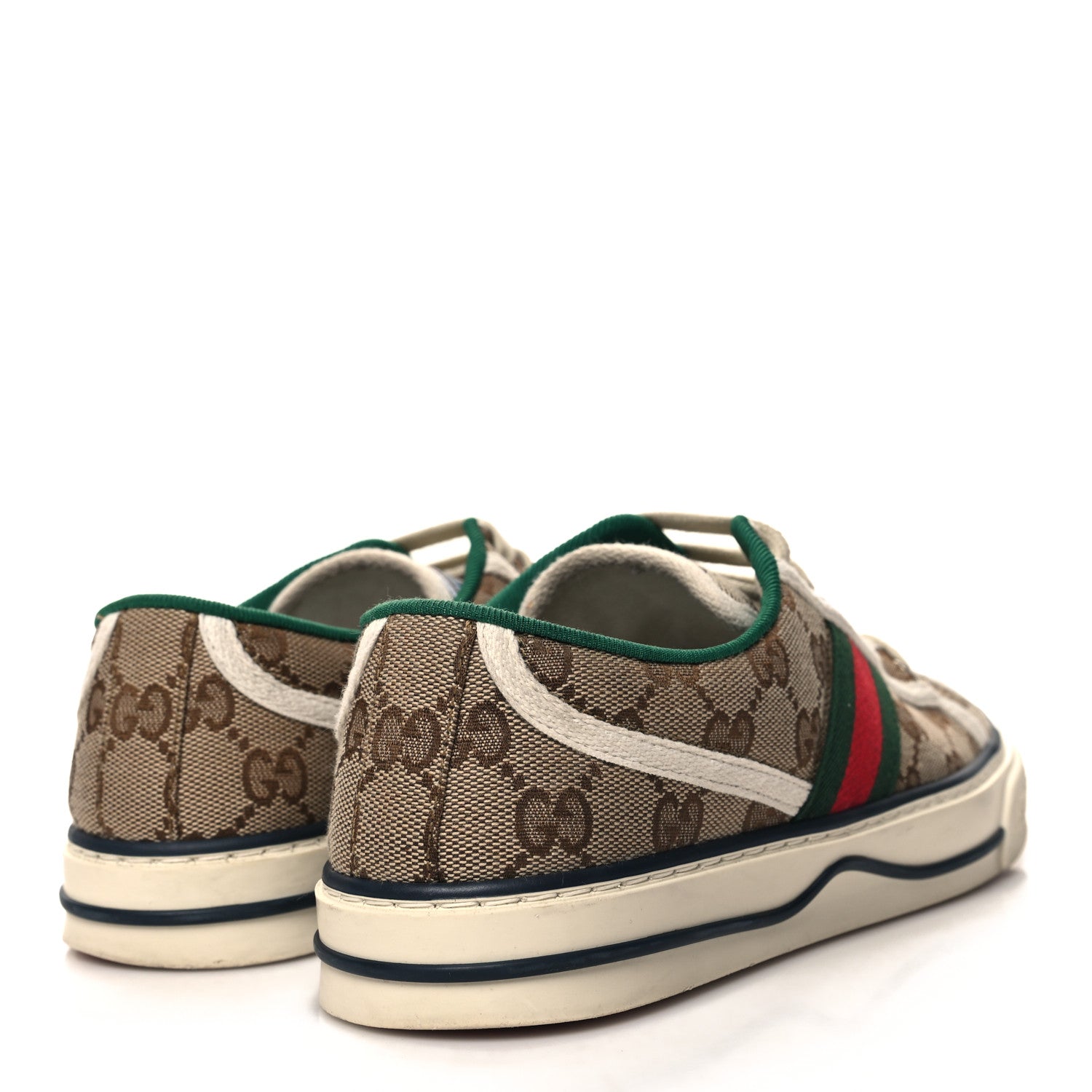 Gucci GG Monogram Web Womens 1977 Tennis Sneakers 38 Beige Ebony Mystic White 4 of 8