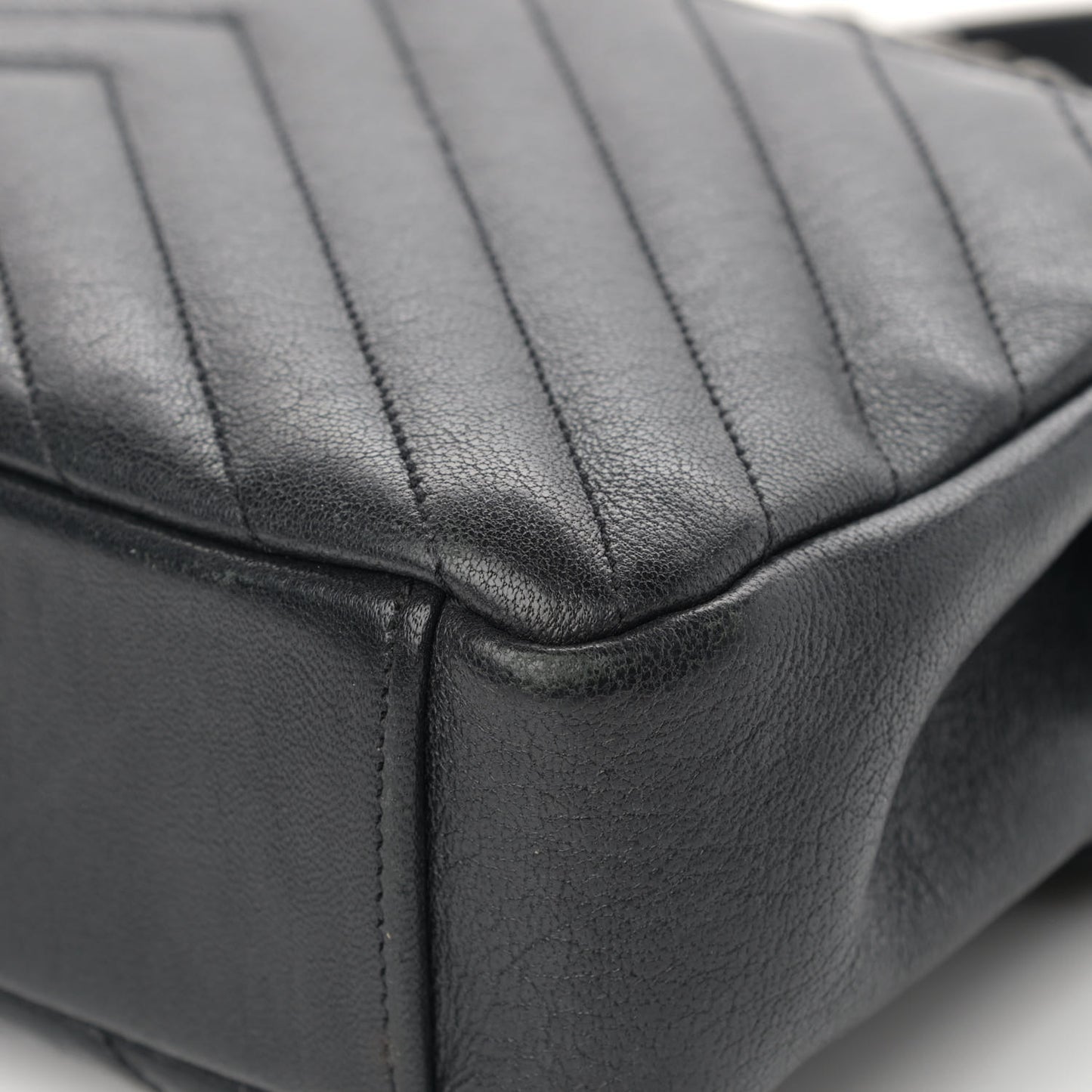Sheepskin Matelasse Chevron Monogram Medium College Bag Black