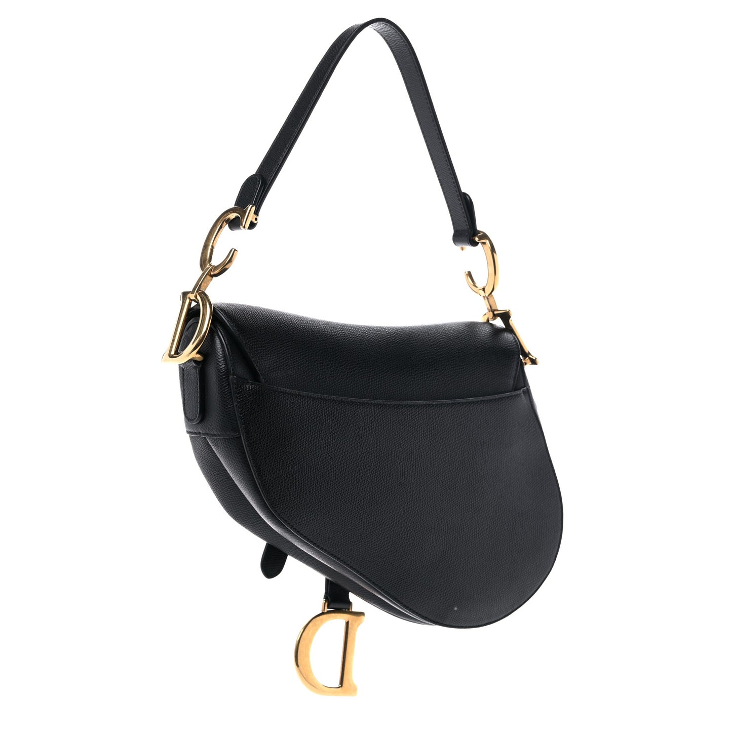Grained Calfskin Saddle Bag Black