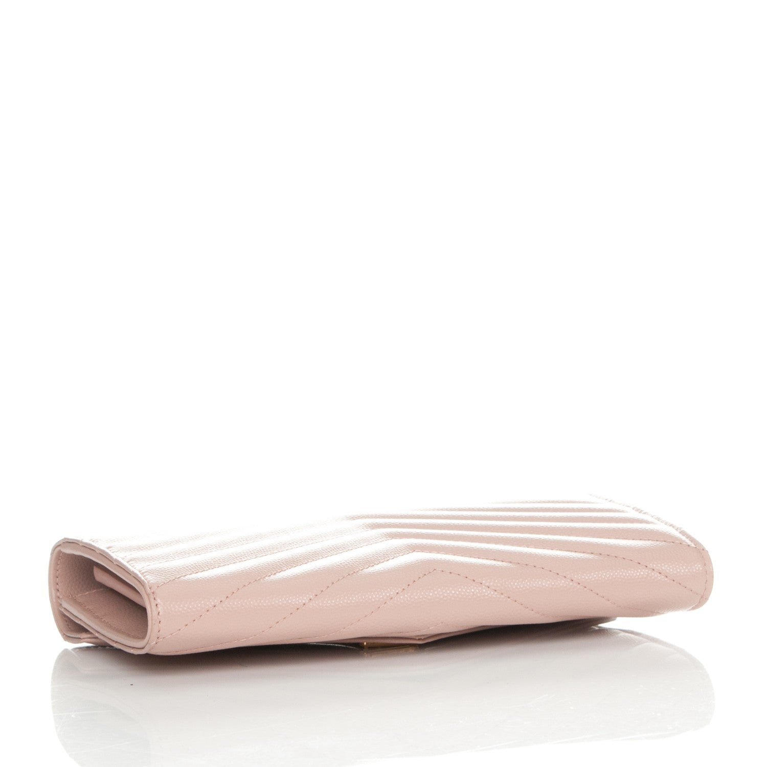 Saint Laurent Grain De Poudre Matelasse Chevron Monogram Wallet Pale Pink 4 of 8