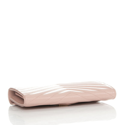 Saint Laurent Grain De Poudre Matelasse Chevron Monogram Wallet Pale Pink 4 of 8