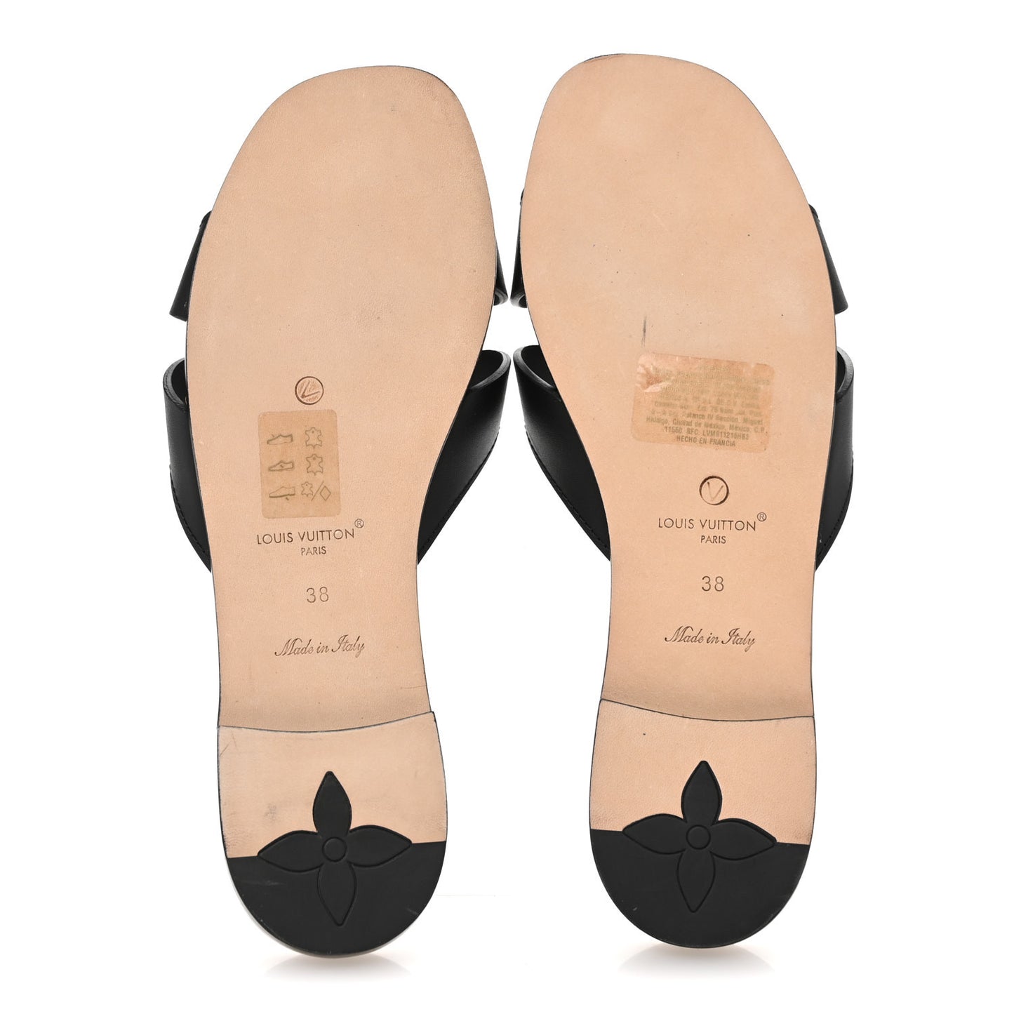 Calfskin LV Isola Flat Sandals 38 Black