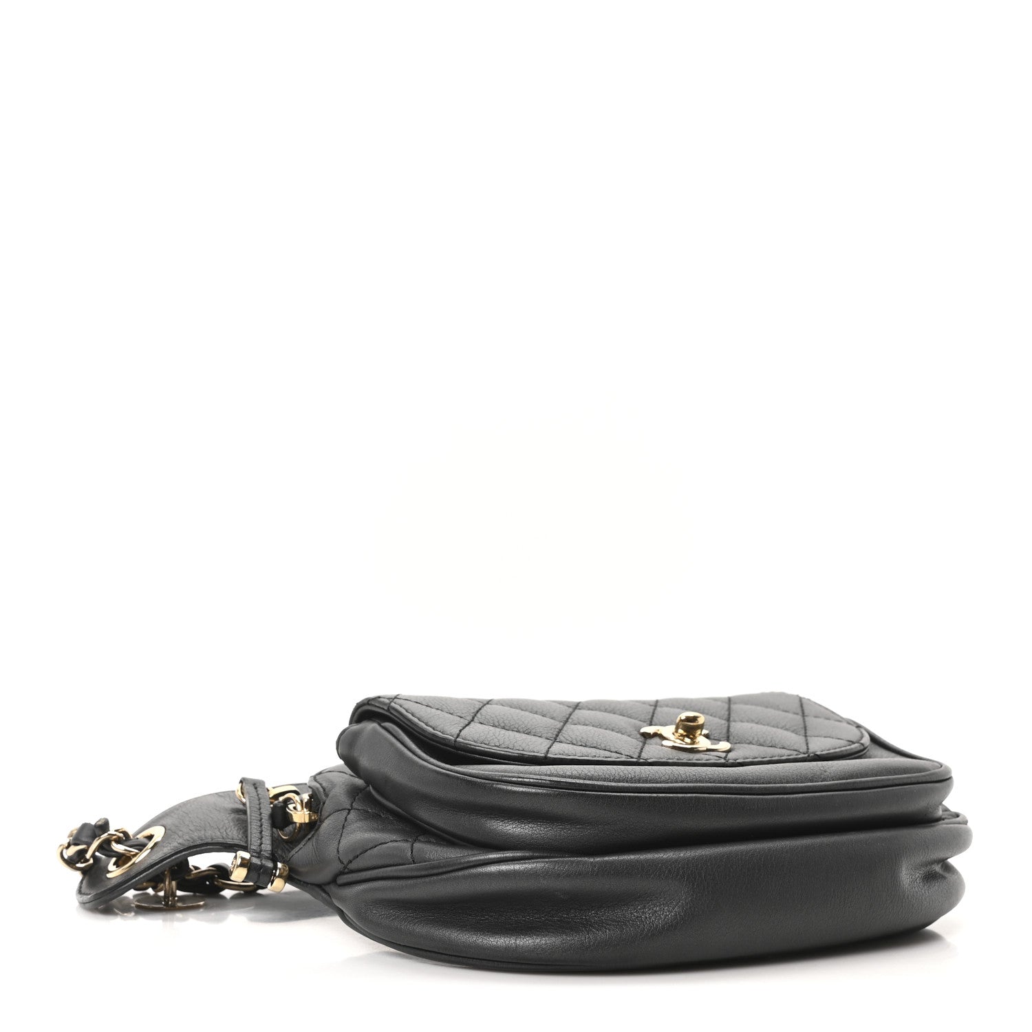 Chanel Metallic Calfskin Flap Chain Waist Bag Ruthenium 4 of 10