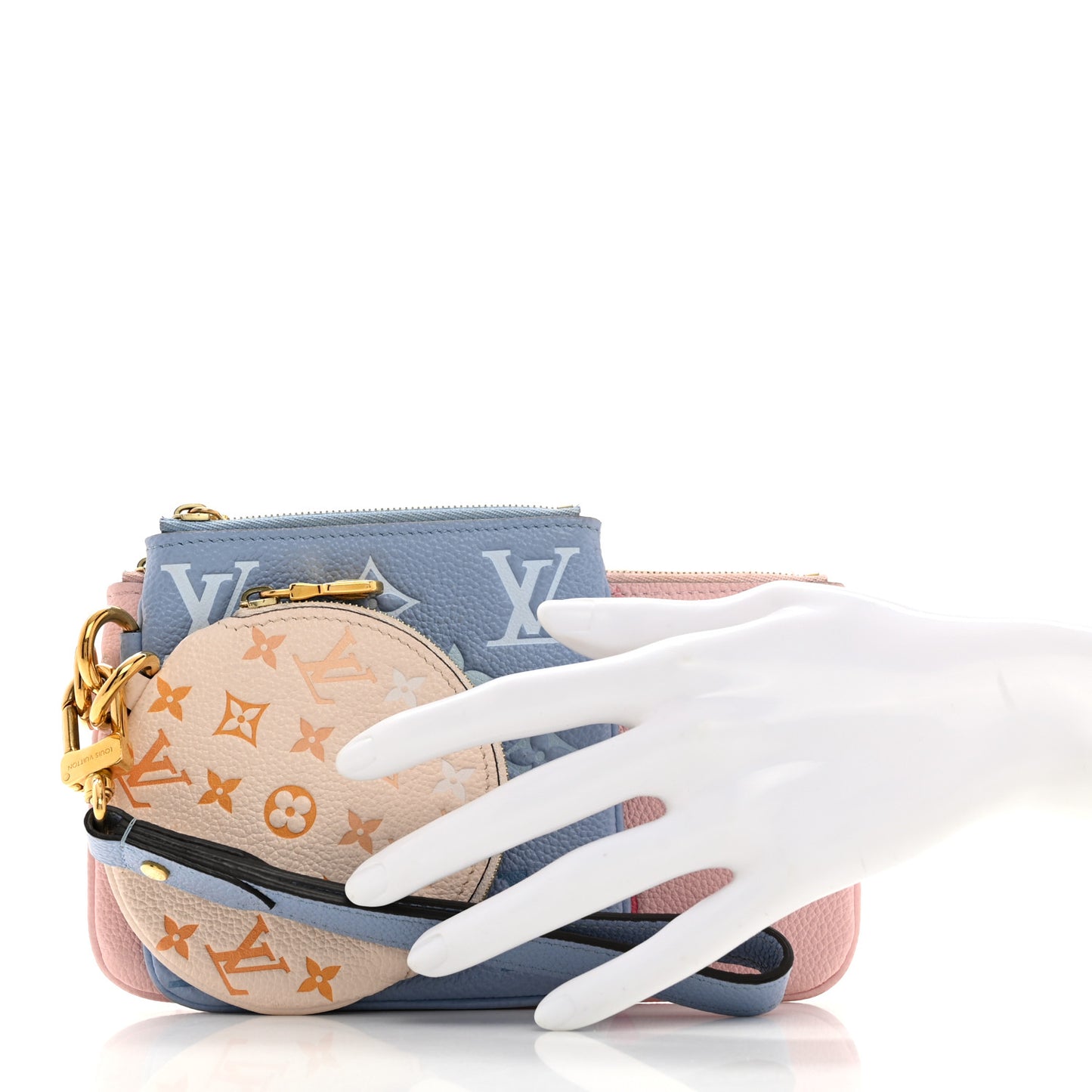 Empreinte Monogram Giant By The Pool Trio Pouch Rosebud Summer Blue Cream Saffron