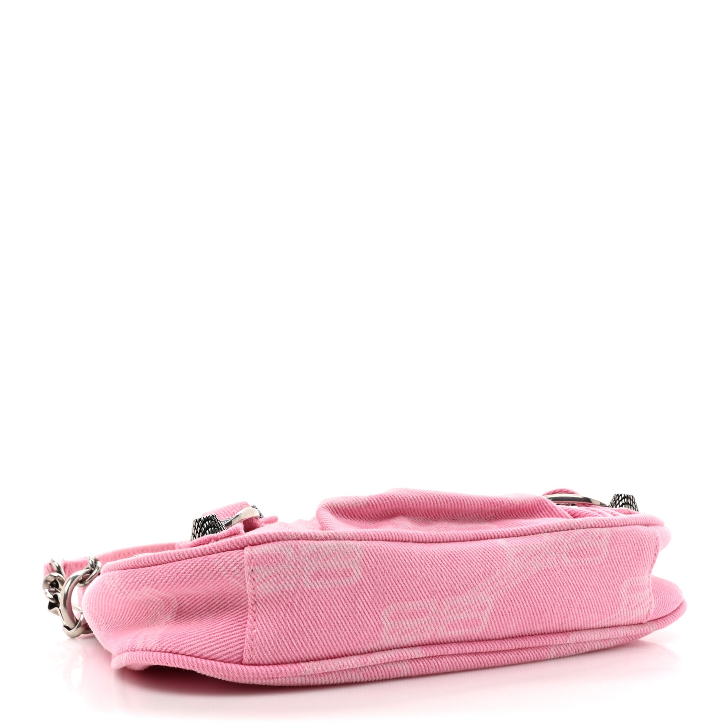 Washed Denim BB Monogram Le Cagole Mini Purse With Chain Pink