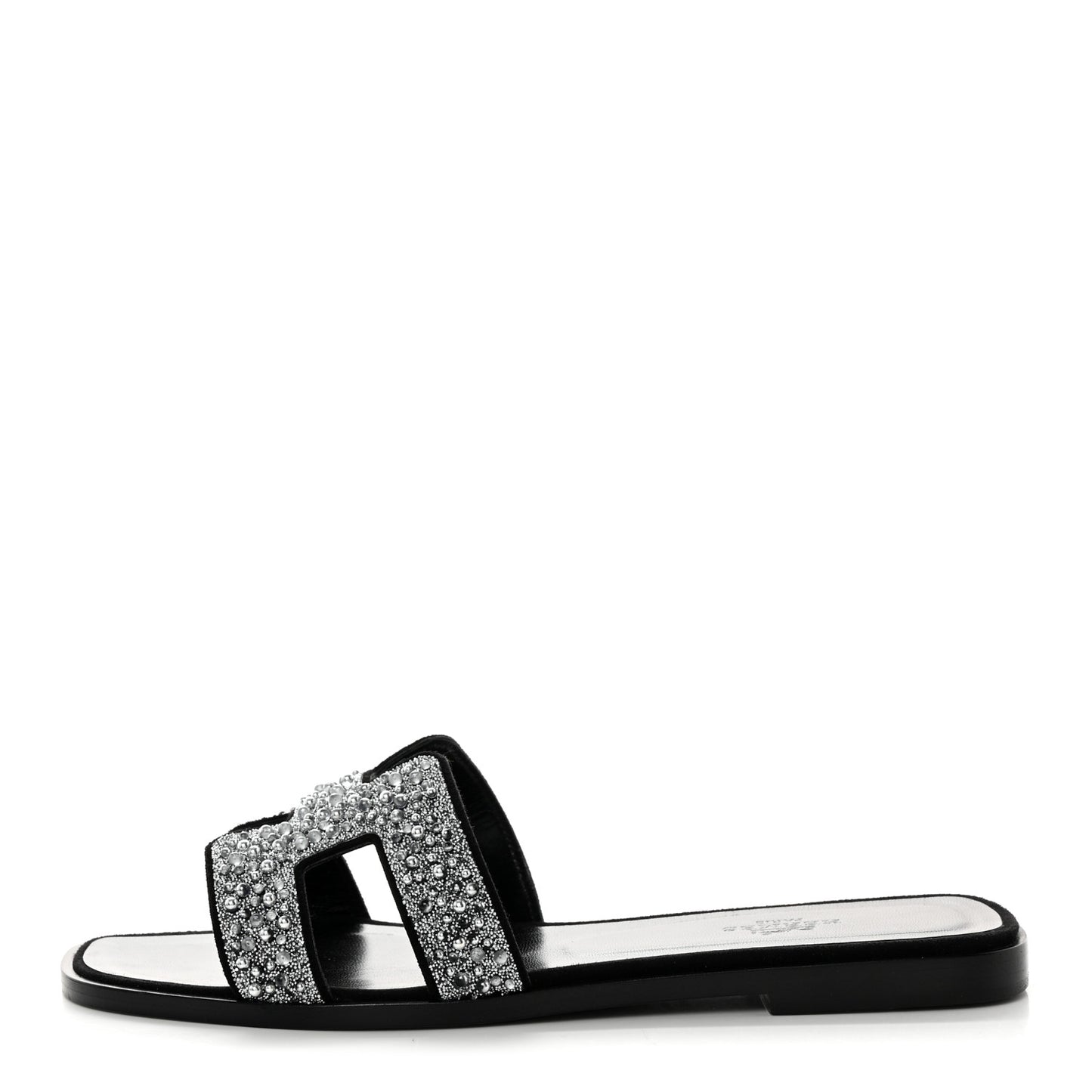 Velvet Goatskin Crystal Beads Oran Sandals 37.5 Gris Argente