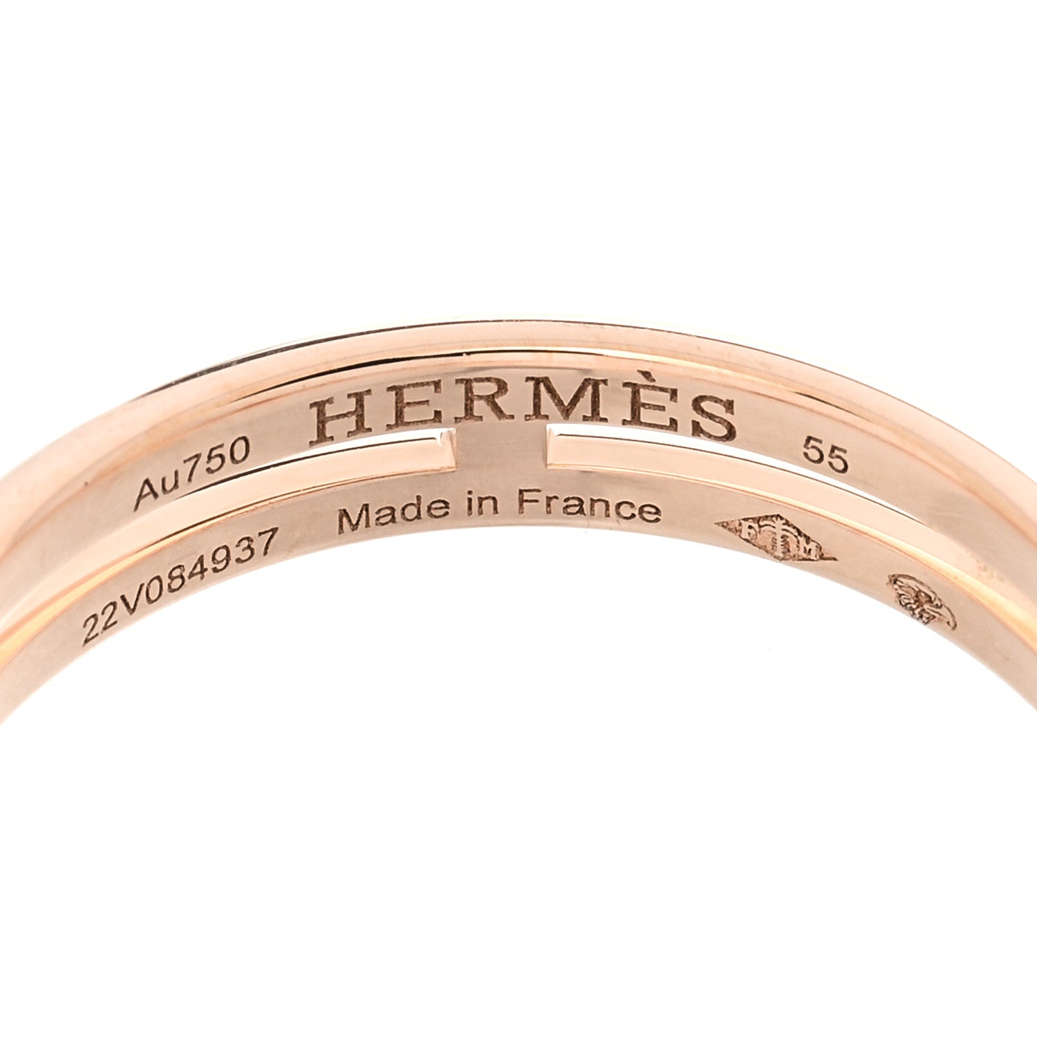 Hermes 18K Rose Gold Ariane Wedding Band Ring 55 7.25 4 of 4