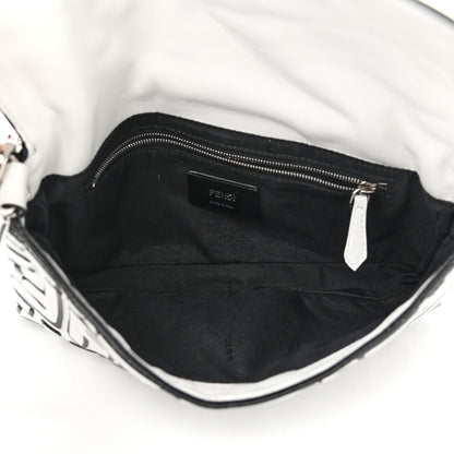Fendi X JOSHUA VIDES Nappa FF Embossed Mini Belt Baguette Bag White Black 5 of 12