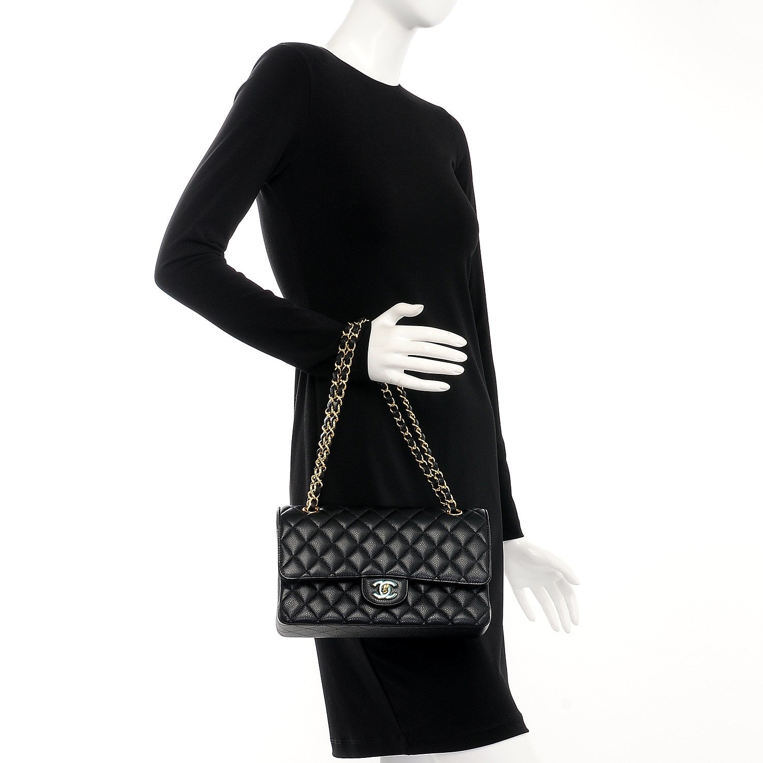 Chanel Caviar Quilted Medium Double Flap Black 2 of 8