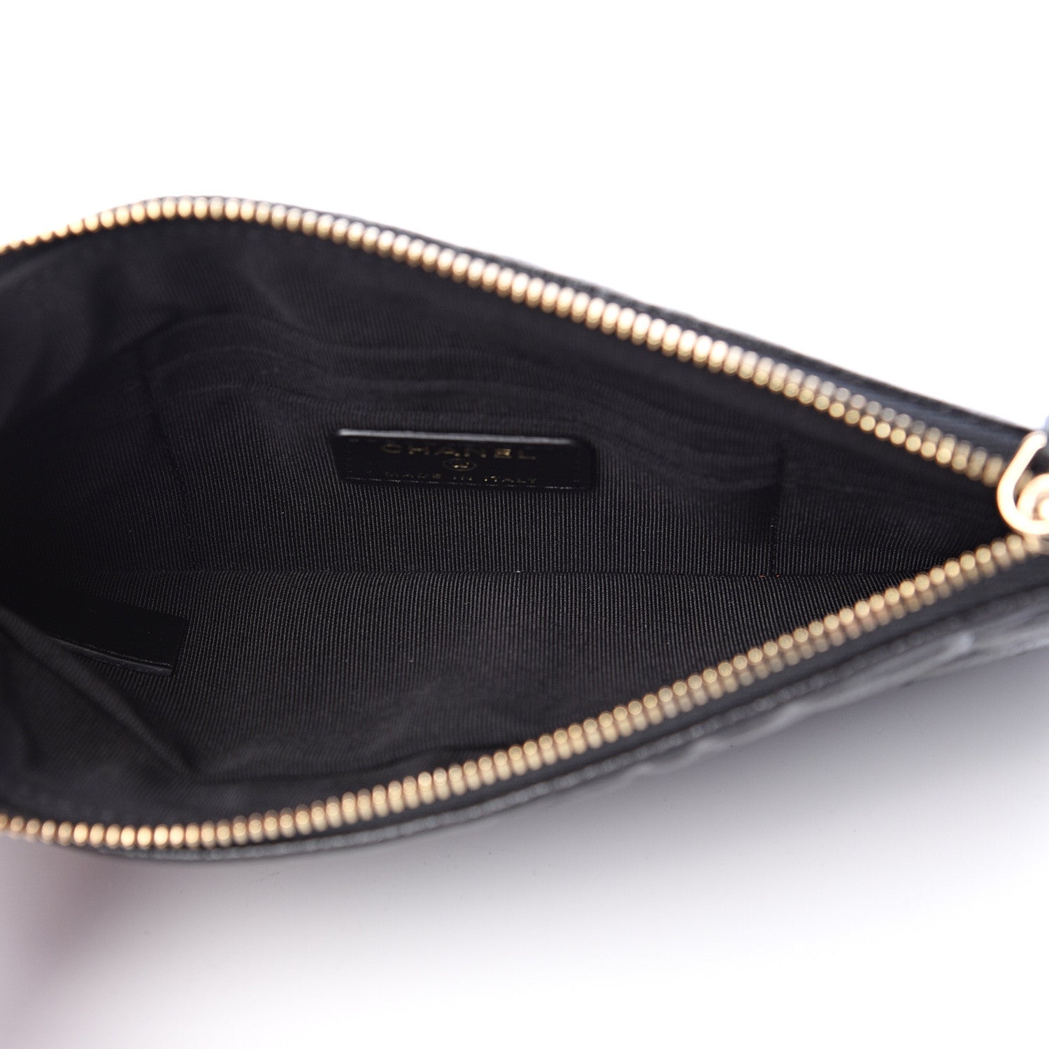 Chanel Caviar Camellia Embossed Cosmetic Pouch Black 4 of 6