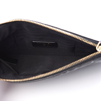 Chanel Caviar Camellia Embossed Cosmetic Pouch Black 4 of 6