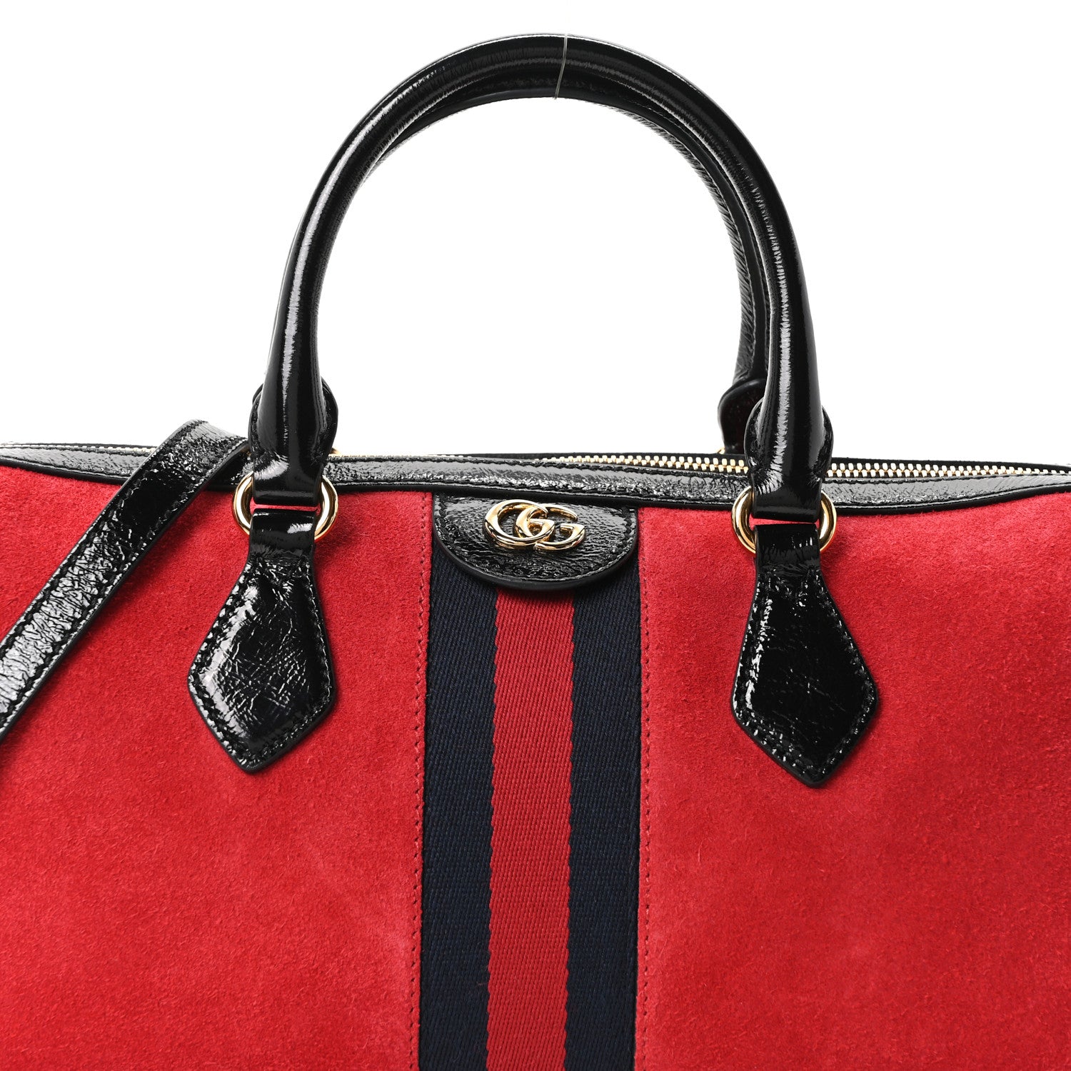Gucci Suede Patent Web Medium Ophidia Boston Hibiscus Red Black 8 of 10