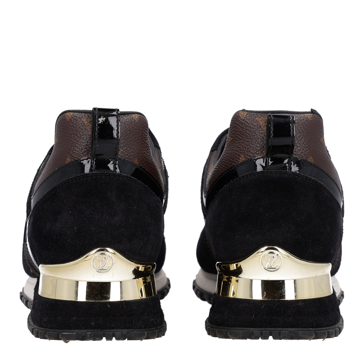 Suede Monogram Run Away Sneakers 37.5 Black