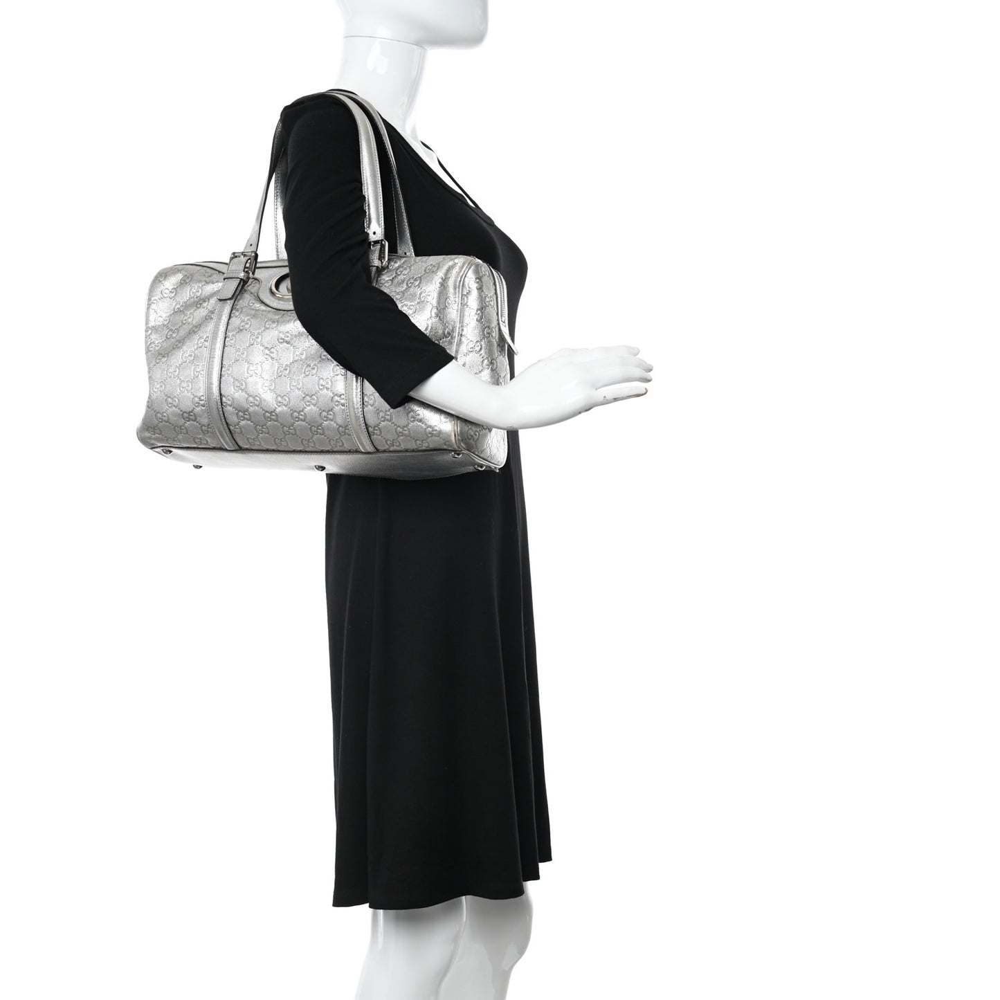 Metallic Guccissima Medium Britt Boston SIlver