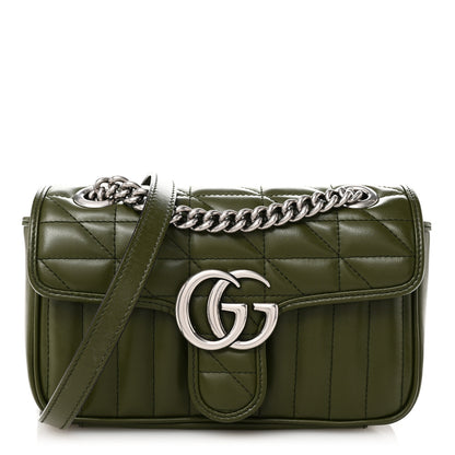 Gucci Calfskin Matelasse Aria Mini GG Marmont Shoulder Bag Military Wood 1 of 10