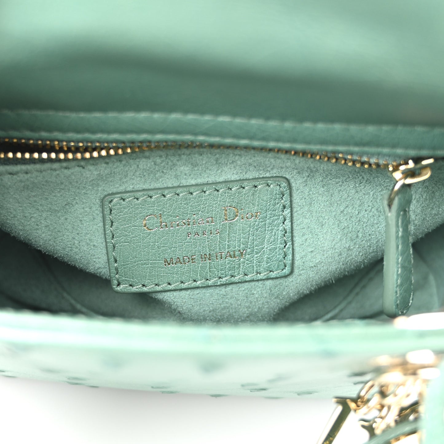 Ostrich Mini Lady Dior Green
