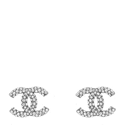 Chanel Crystal CC Treasure Chest Earrings Silver 1 of 4