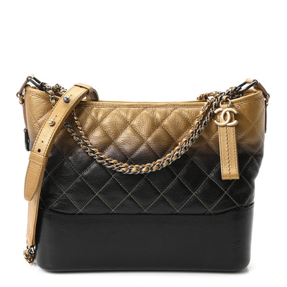 Chanel Metallic Goatskin Quilted Medium Gabrielle Hobo Dark Gold Bronze 1 of 10