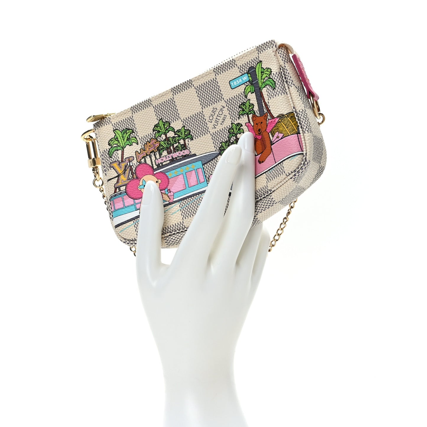 Damier Azur 2021 Christmas Animation Hollywood Mini Pochette Accessories Fuchsia