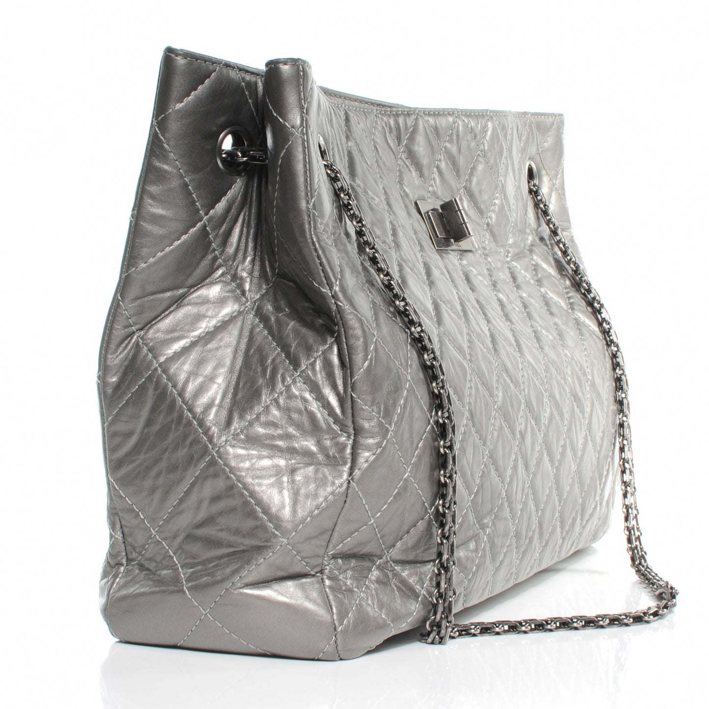 Aged Calfskin Reissue 2.55 Tote Silver