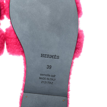 Hermes Woolskin Oran Sandals 39 Rose Fuchsia 7 of 8