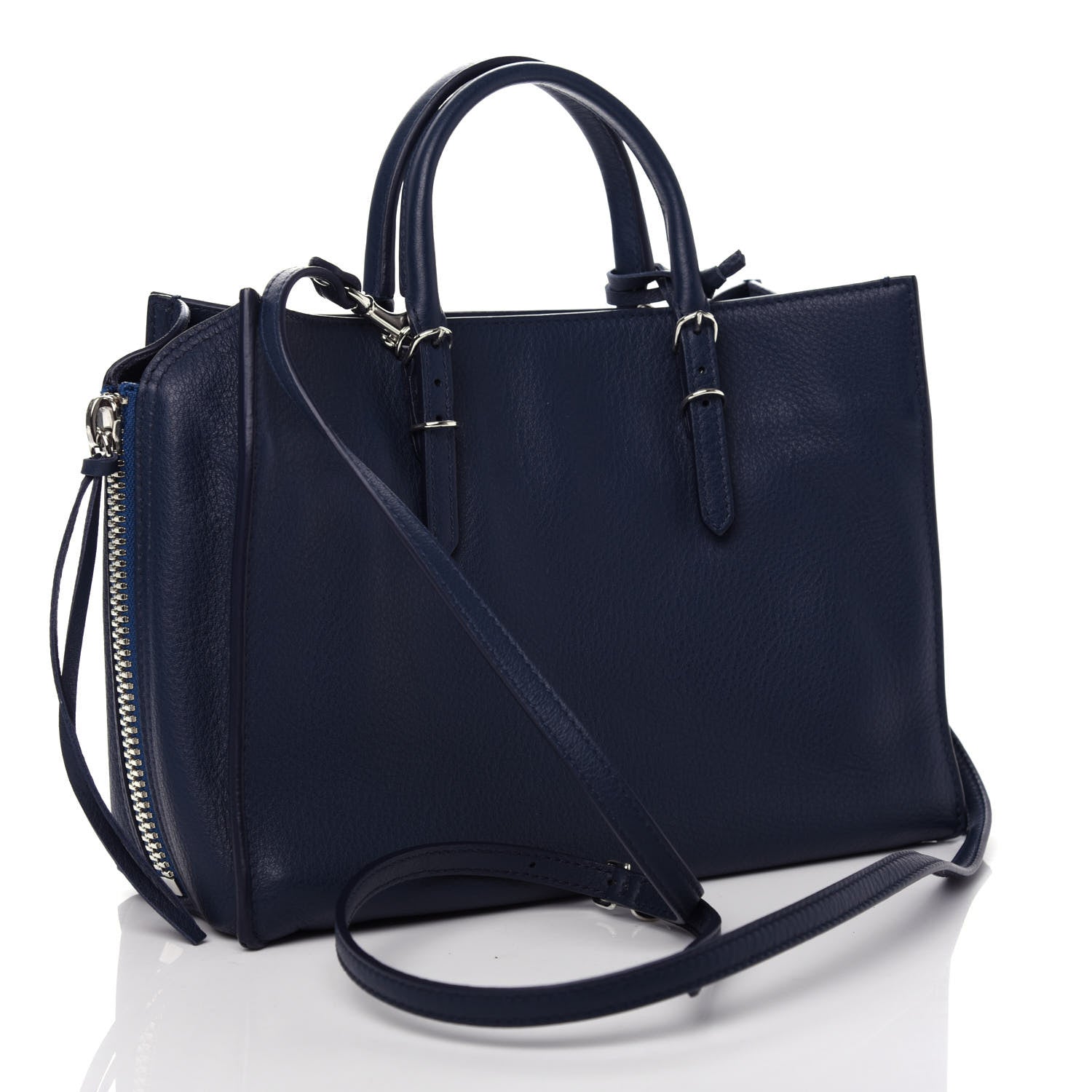 Balenciaga Veau Papier A6 Zip Around Tote Bleu Profond 4 of 11