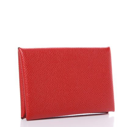 Hermes Epsom Calvi Card Case Rouge Casaque 3 of 7