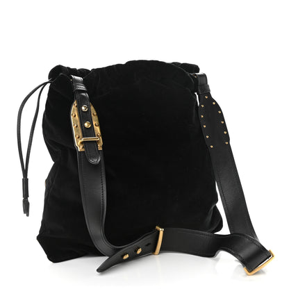 Prada Velvet Astrology Large Drawstring Hobo Bag Black 3 of 11