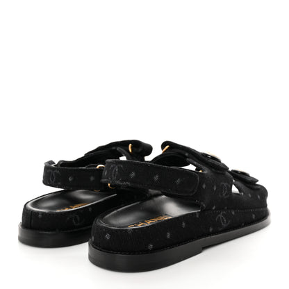 Chanel Denim Printed Dad Sandals 38.5 Black 4 of 15