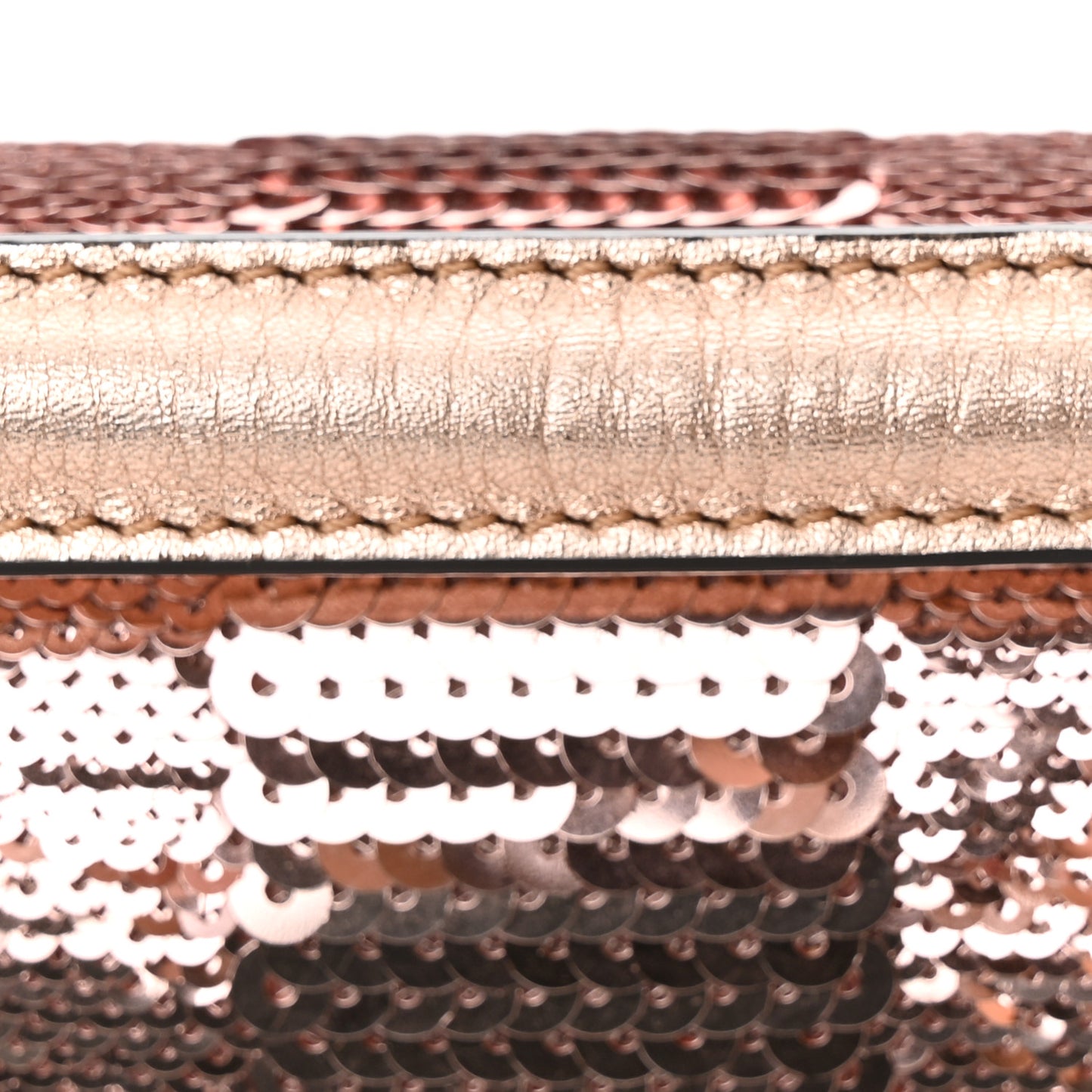 Sequin Metallic Nappa Pequin Mini Baguette Rame
