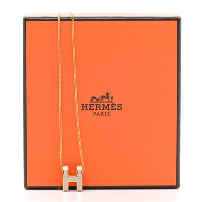 Hermes Lacquered Gold Pop H Pendant Necklace Marron Glace 8 of 8