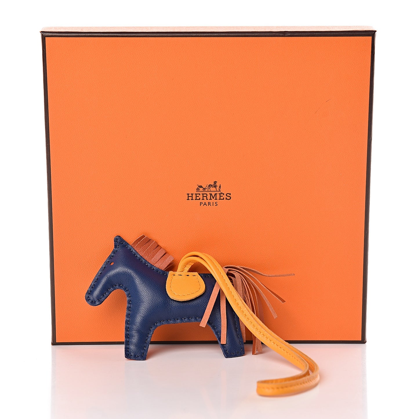 Milo Lambskin Grigri Rodeo Horse Bag Charm PM Bleu de Malte Cornaline Jaune D'Or
